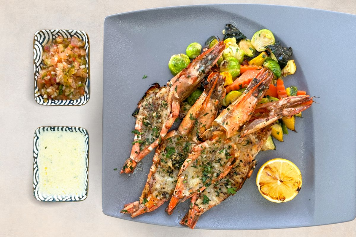 Grilled Tiger Prawns (D, SF)